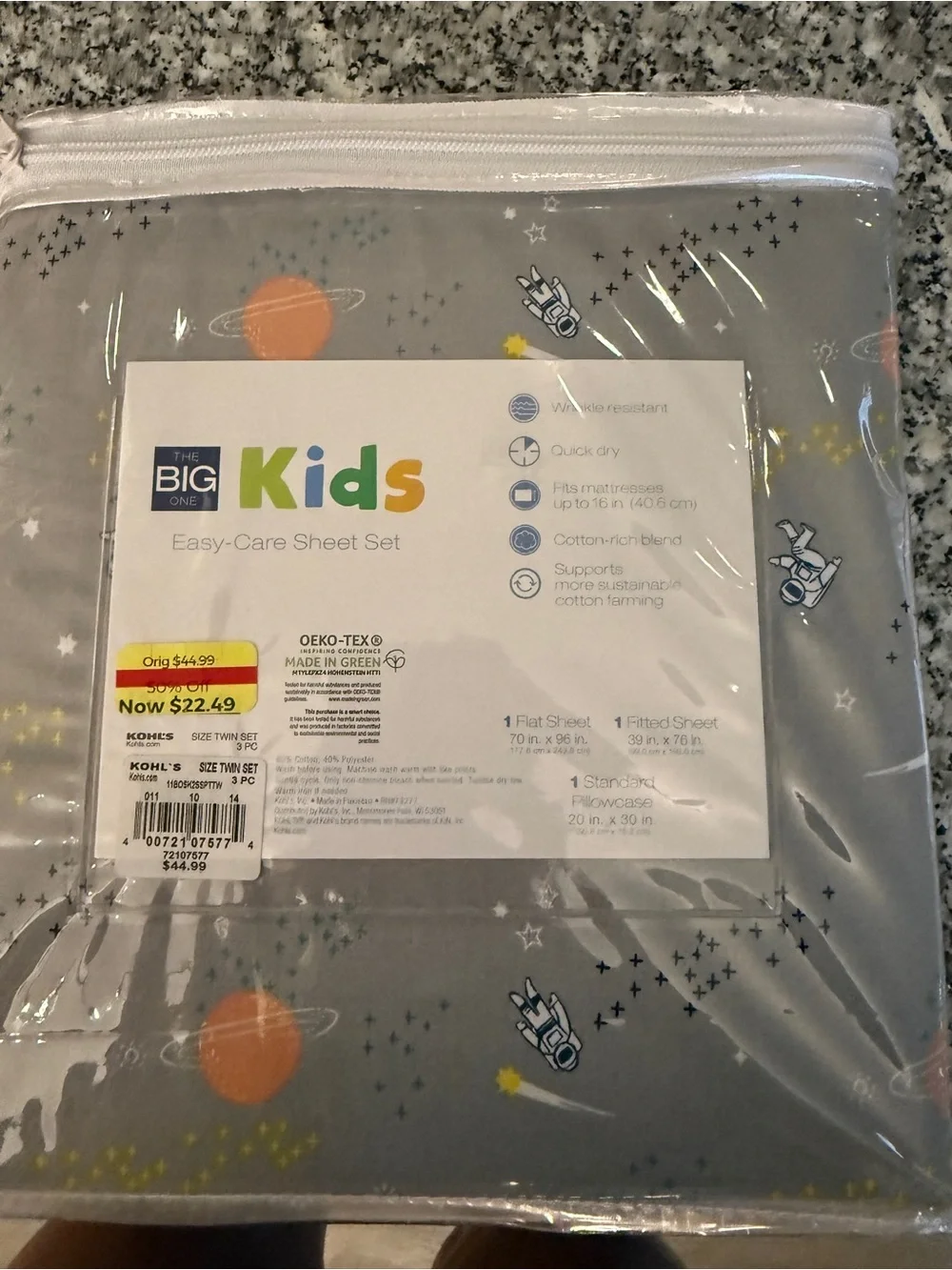 The Big One Kids Gray Space-Themed Twin Sheet Set